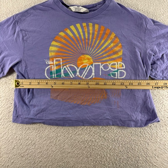 H&M The Doors Cropped T Shirt Purple Graphic Print Girls Size 12/14 Festival‎ - Picture 6 of 7